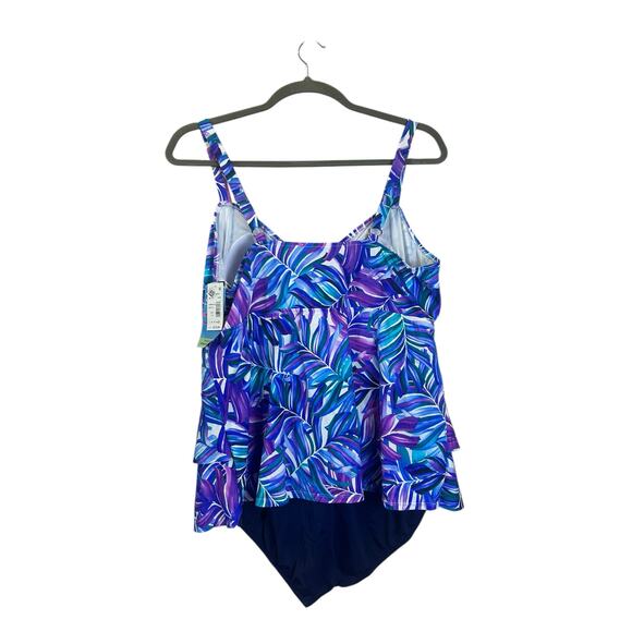 Swim Solutions Leaf Pattern One Piece Swimsuit Multicolor Women Plus Sz 24W NWT - Picture 5 of 8